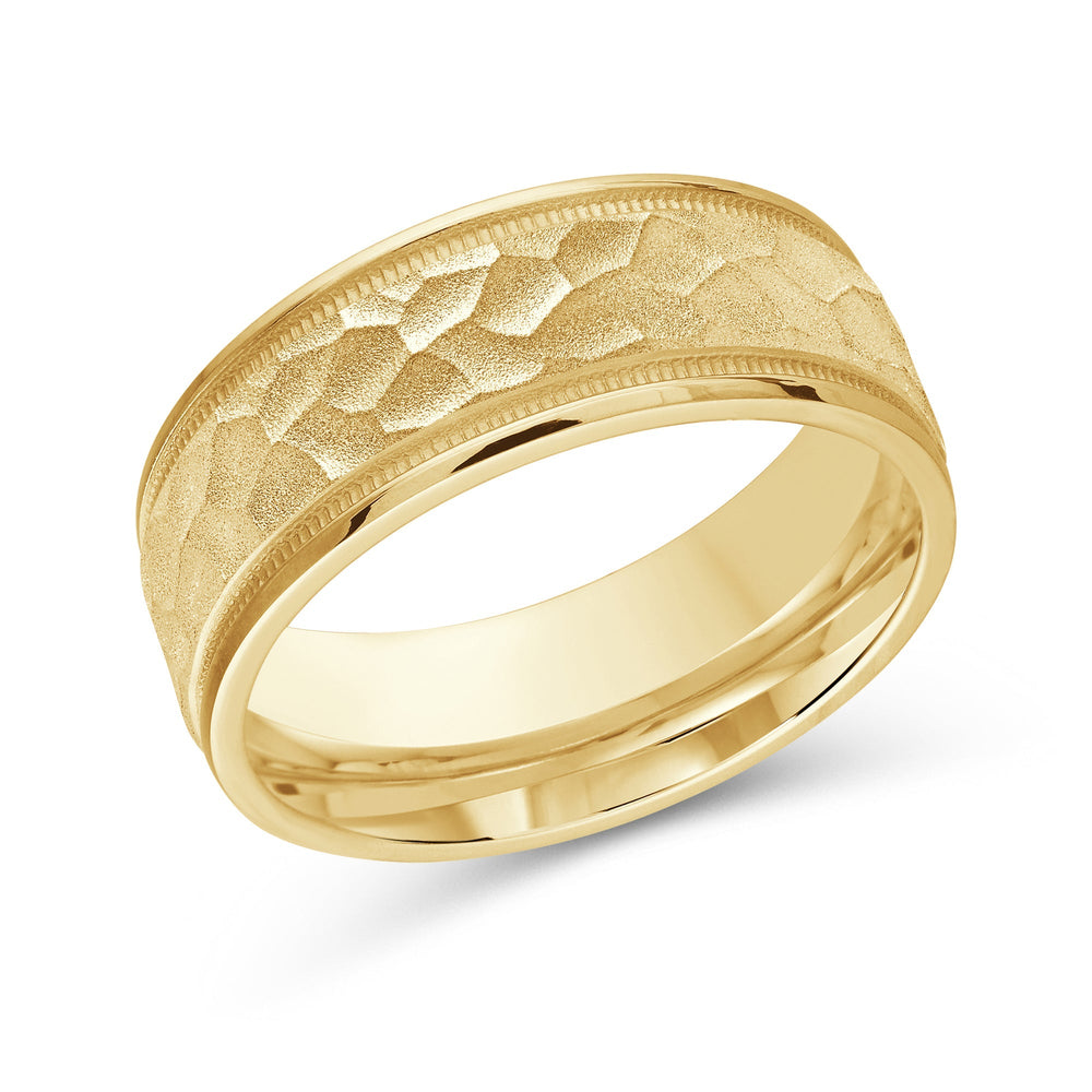 Hammered Men's Band with 18KT Yellow Gold / 8 Cut Diamond in 14KT Yellow Gold / 8 view 2
