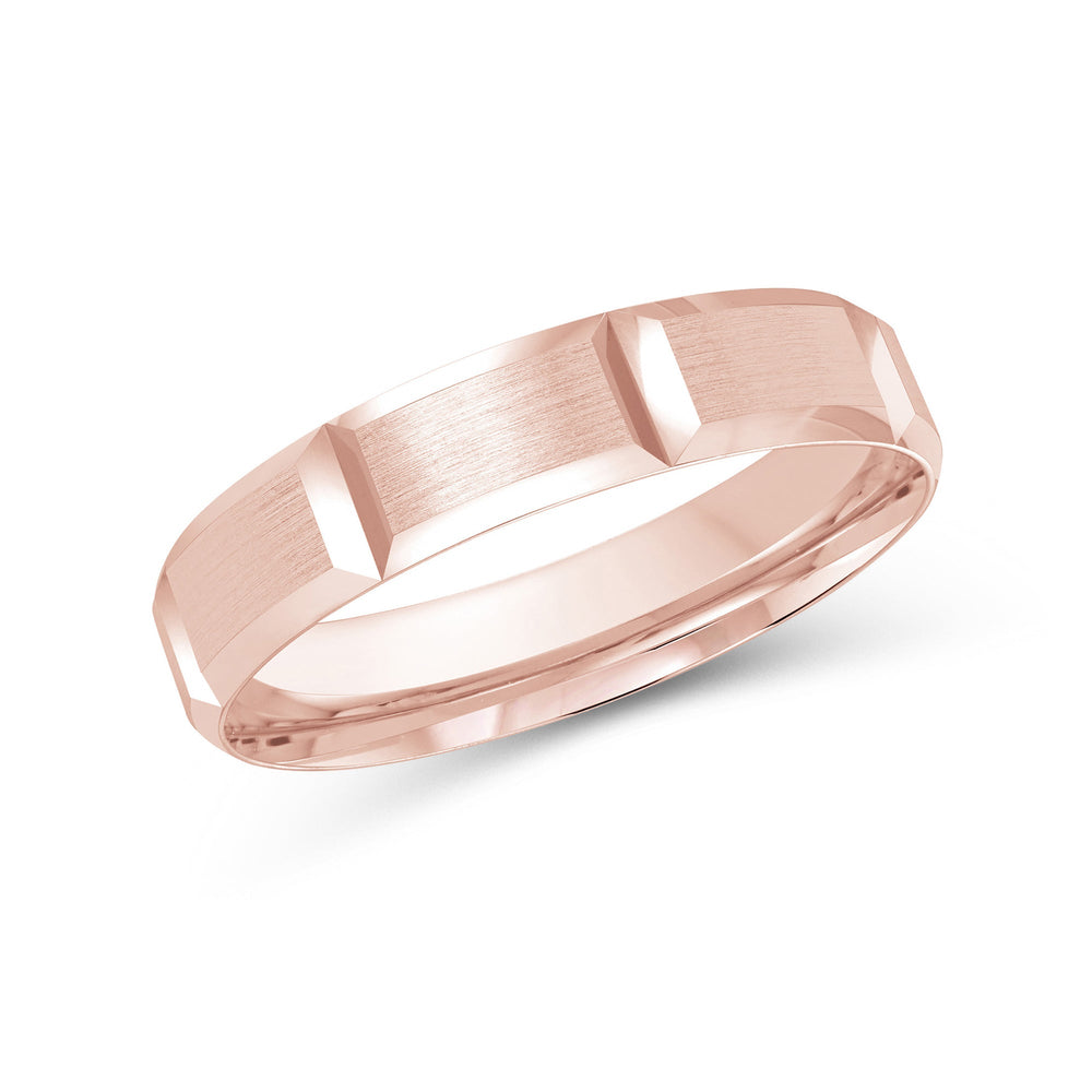 Classic Block Men's Band with 18KT Rose Gold / 4 Cut Diamond in 14KT Rose Gold / 4 view 2

