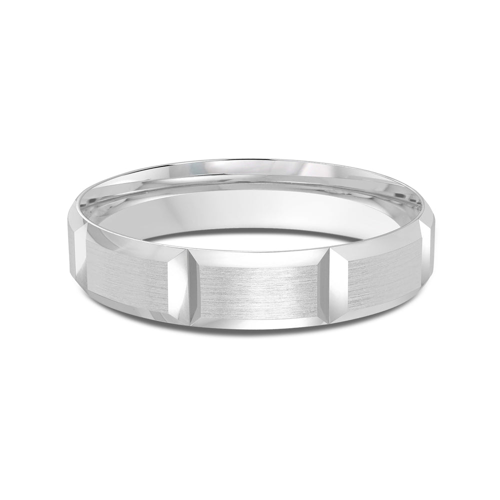 Classic Block Men's Band with Platinum / 4 Cut Diamond in 14KT Platinum / 4 view 1

