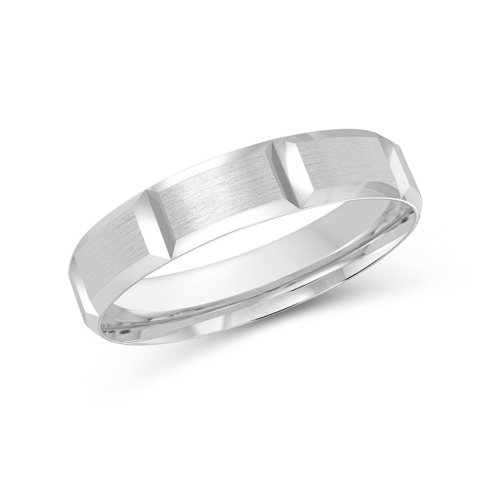 Classic Block Men's Band with Platinum / 4 Cut Diamond in 14KT Platinum / 4 view 2
