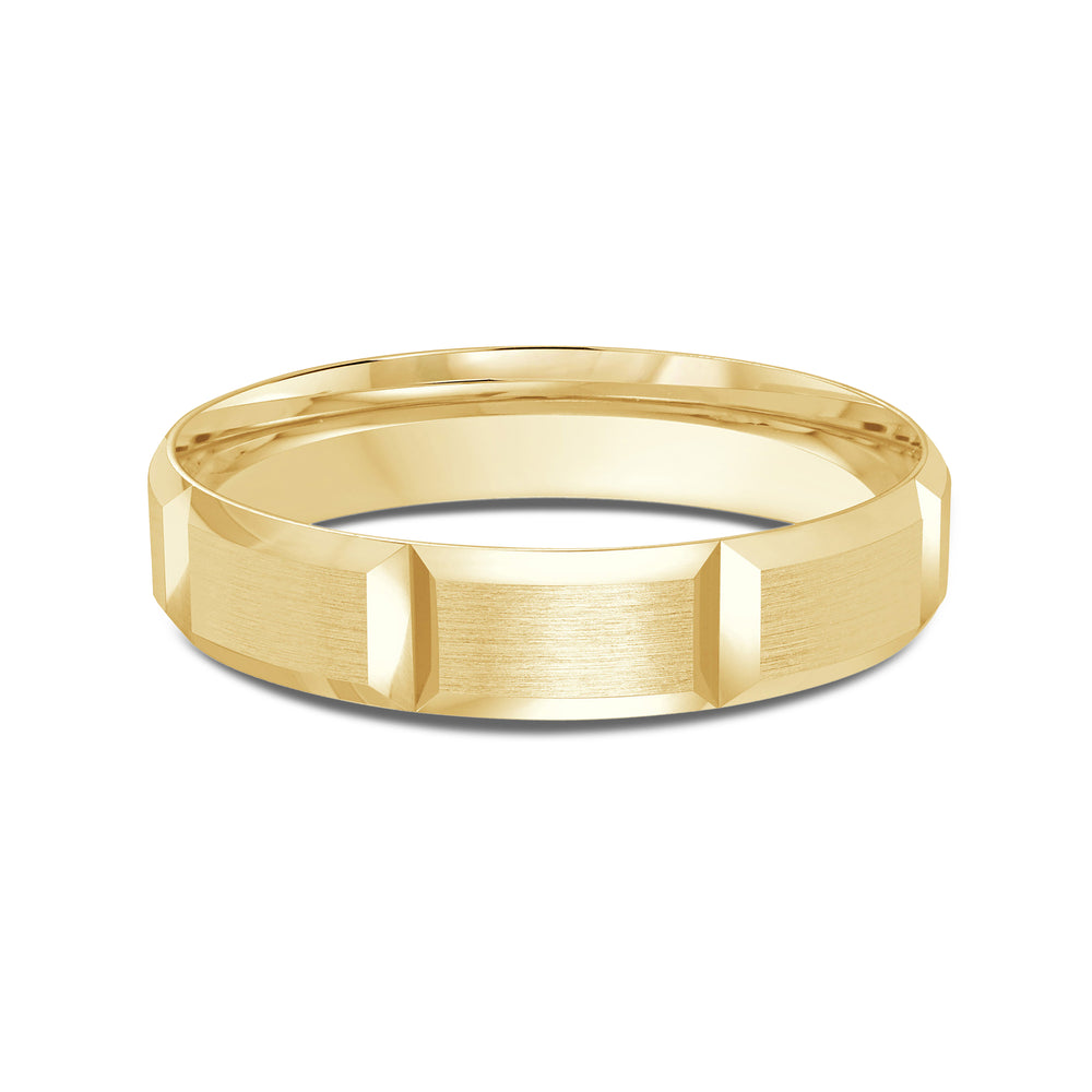 Classic Block Men's Band with 18KT Yellow Gold / 4 Cut Diamond in 14KT Yellow Gold / 4 view 1
