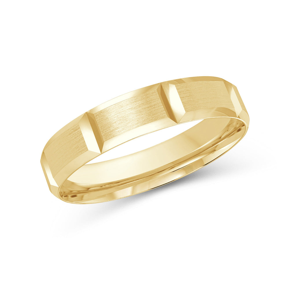 Classic Block Men's Band with 18KT Yellow Gold / 4 Cut Diamond in 14KT Yellow Gold / 4 view 2
