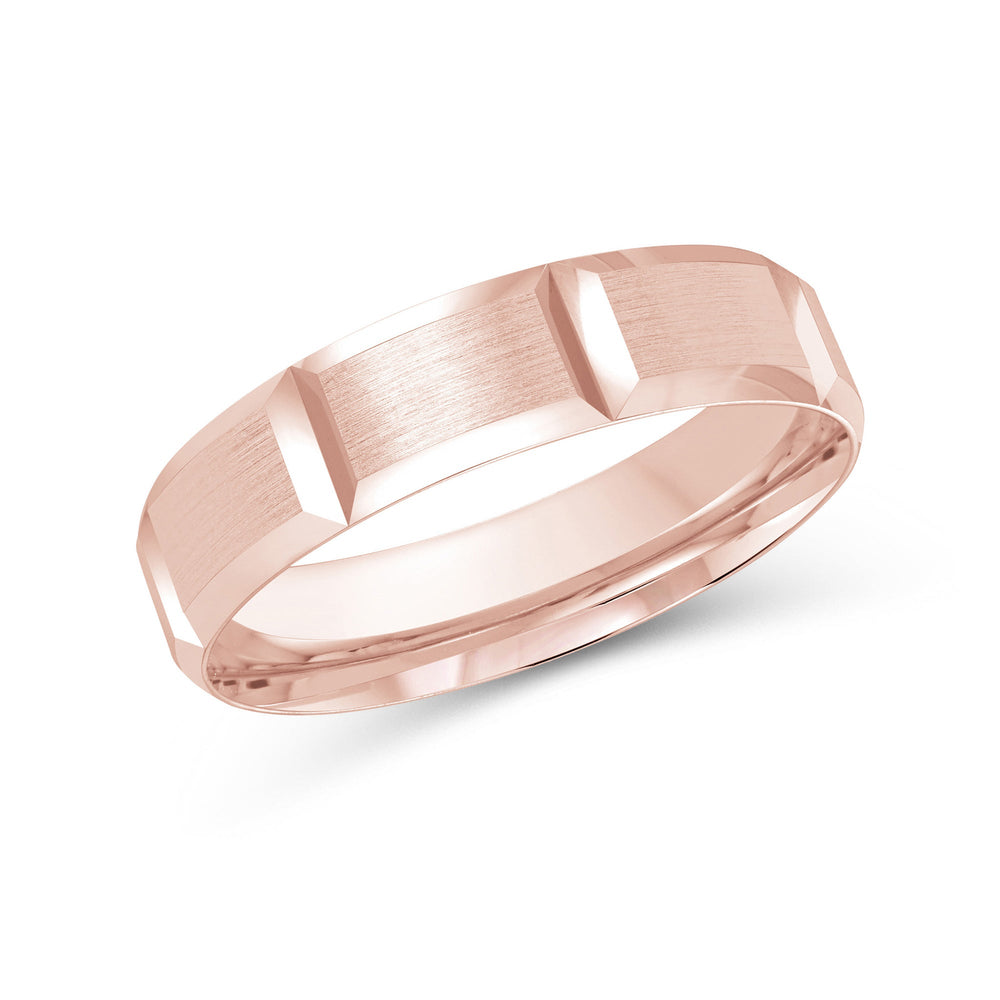 Classic Block Men's Band with 18KT Rose Gold / 5 Cut Diamond in 14KT Rose Gold / 5 view 2
