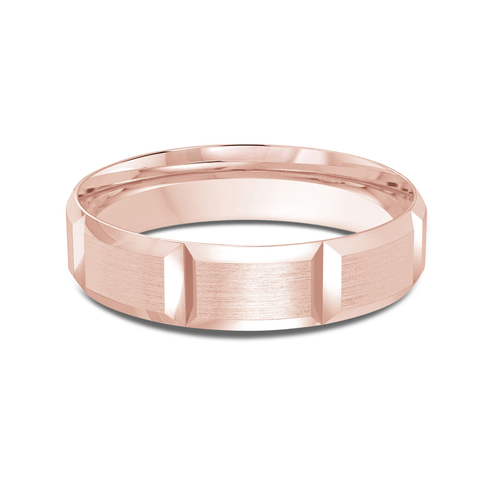 Classic Block Men's Band with 18KT Rose Gold / 5 Cut Diamond in 14KT Rose Gold / 5 view 1
