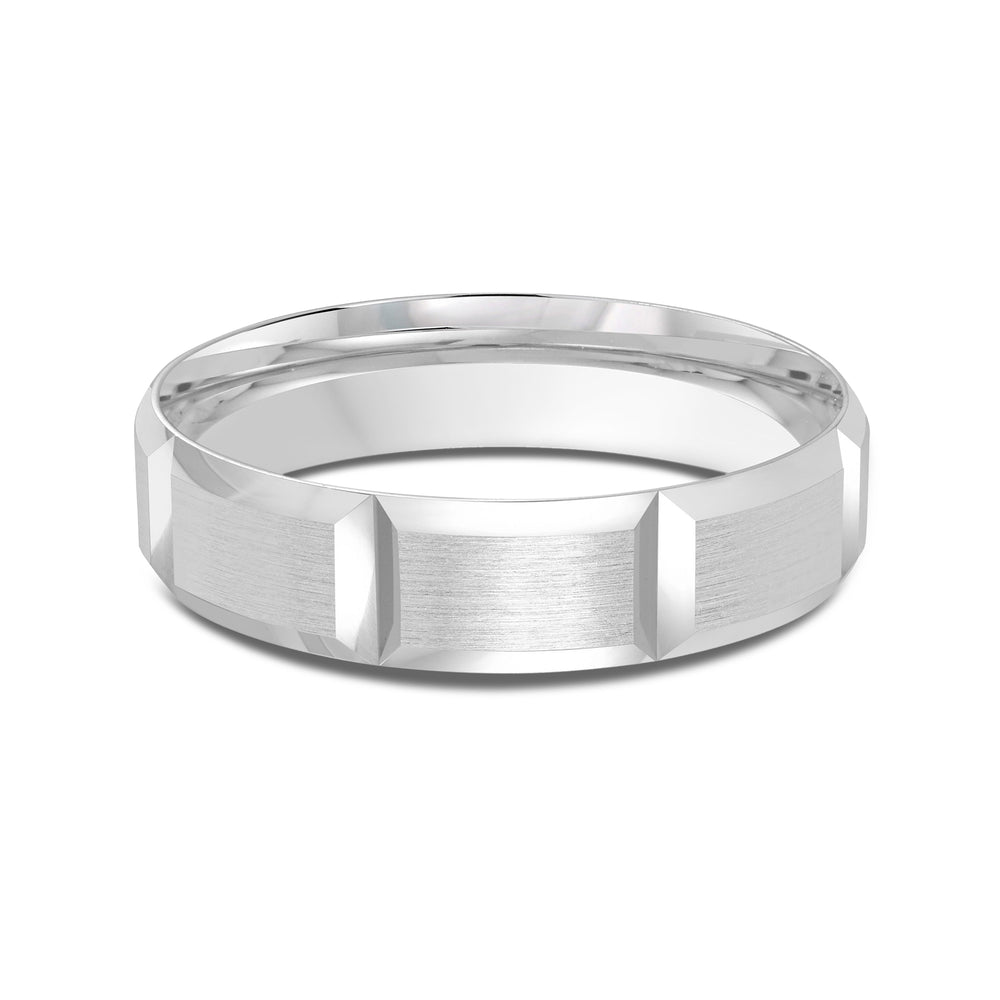 Classic Block Men's Band with Platinum / 5 Cut Diamond in 14KT Platinum / 5 view 1
