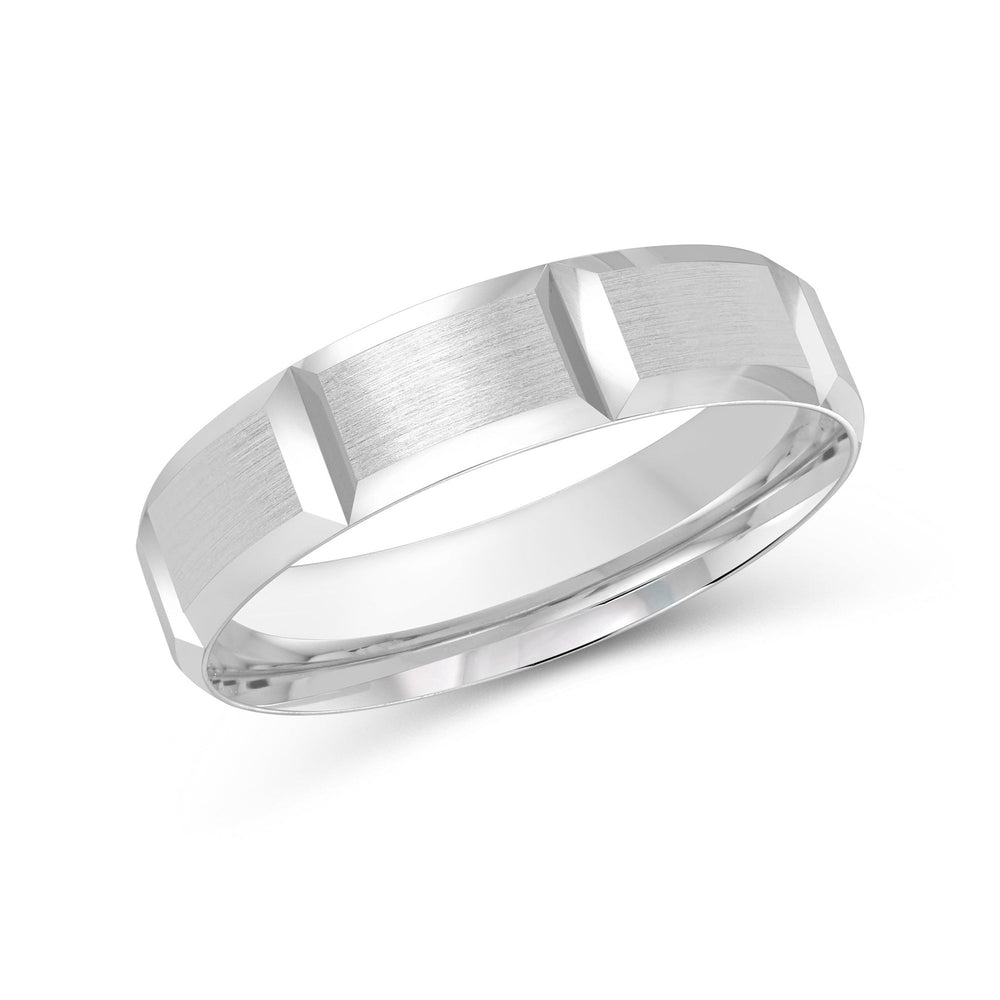 Classic Block Men's Band with Platinum / 5 Cut Diamond in 14KT Platinum / 5 view 2
