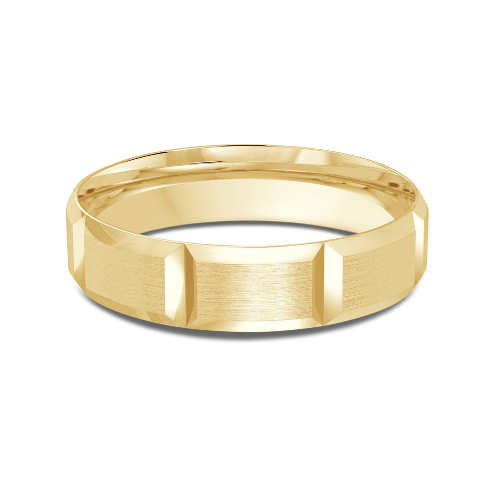 Classic Block Men's Band with 18KT Yellow Gold / 5 Cut Diamond in 14KT Yellow Gold / 5 view 1
