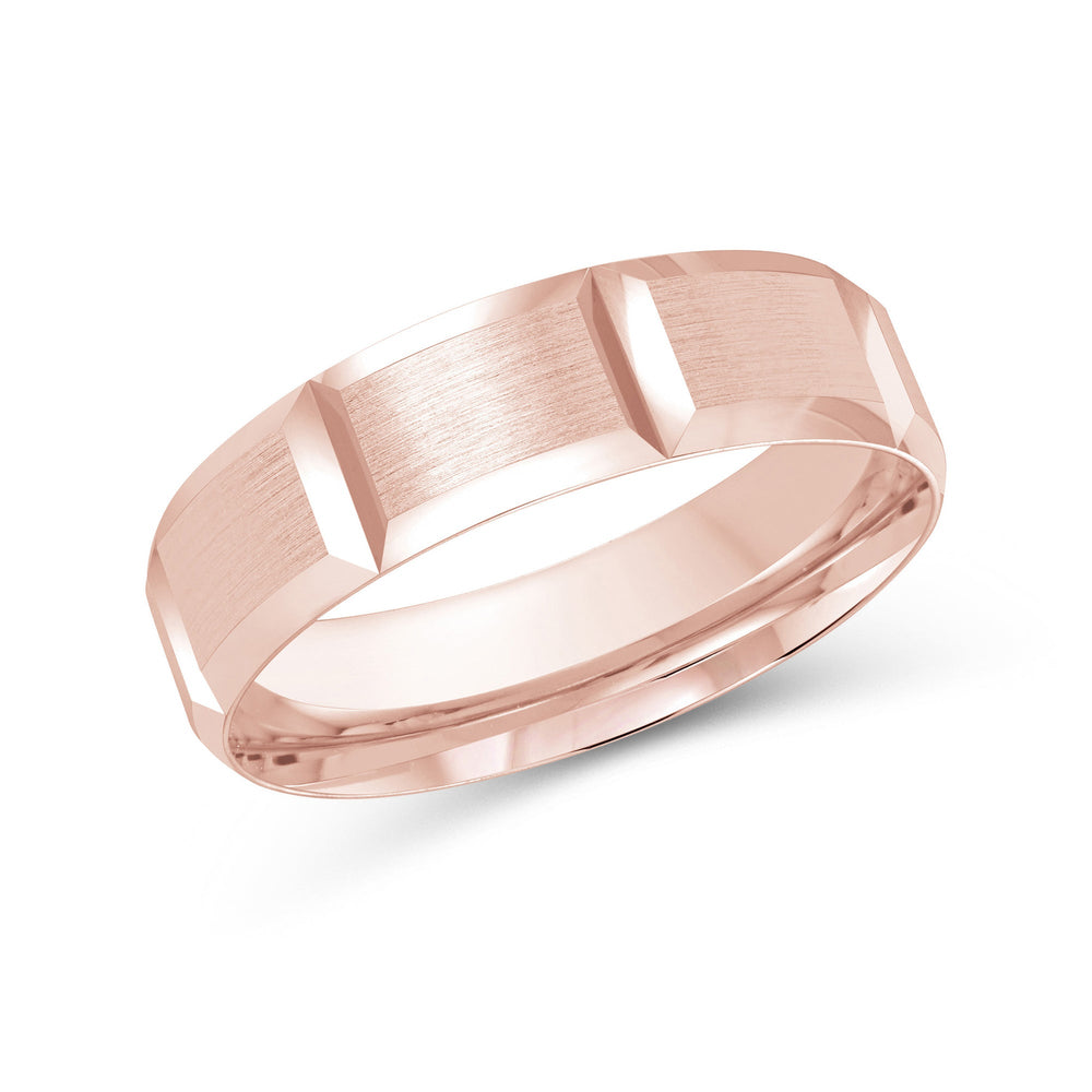 Classic Block Men's Band with 18KT Rose Gold / 6 Cut Diamond in 14KT Rose Gold / 6 view 2
