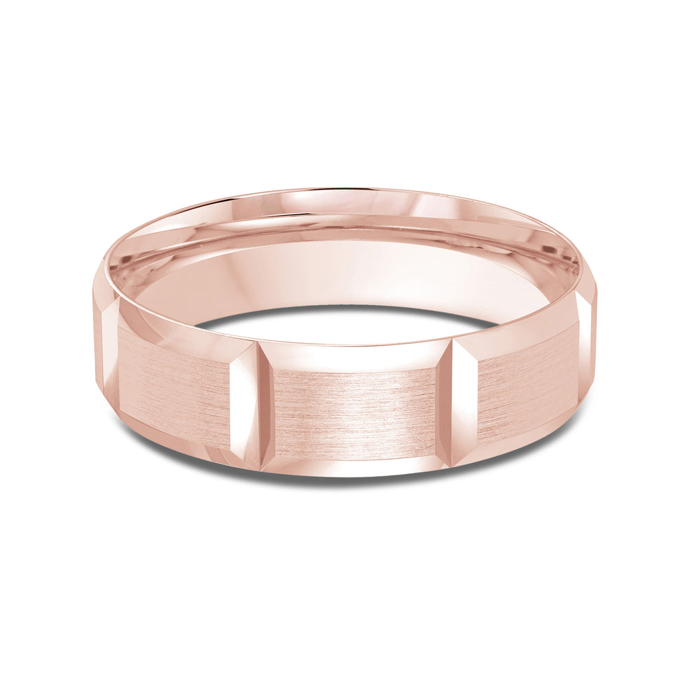 Classic Block Men's Band with 18KT Rose Gold / 6 Cut Diamond in 14KT Rose Gold / 6 view 1
