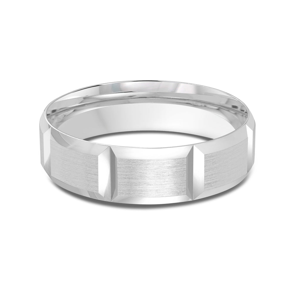 Classic Block Men's Band with Platinum / 6 Cut Diamond in 14KT Platinum / 6 view 1

