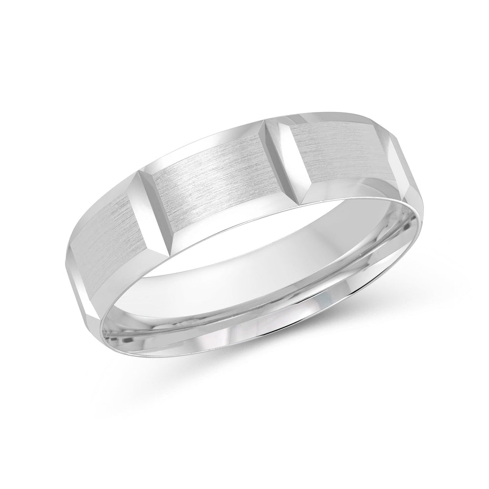 Classic Block Men's Band with Platinum / 6 Cut Diamond in 14KT Platinum / 6 view 2
