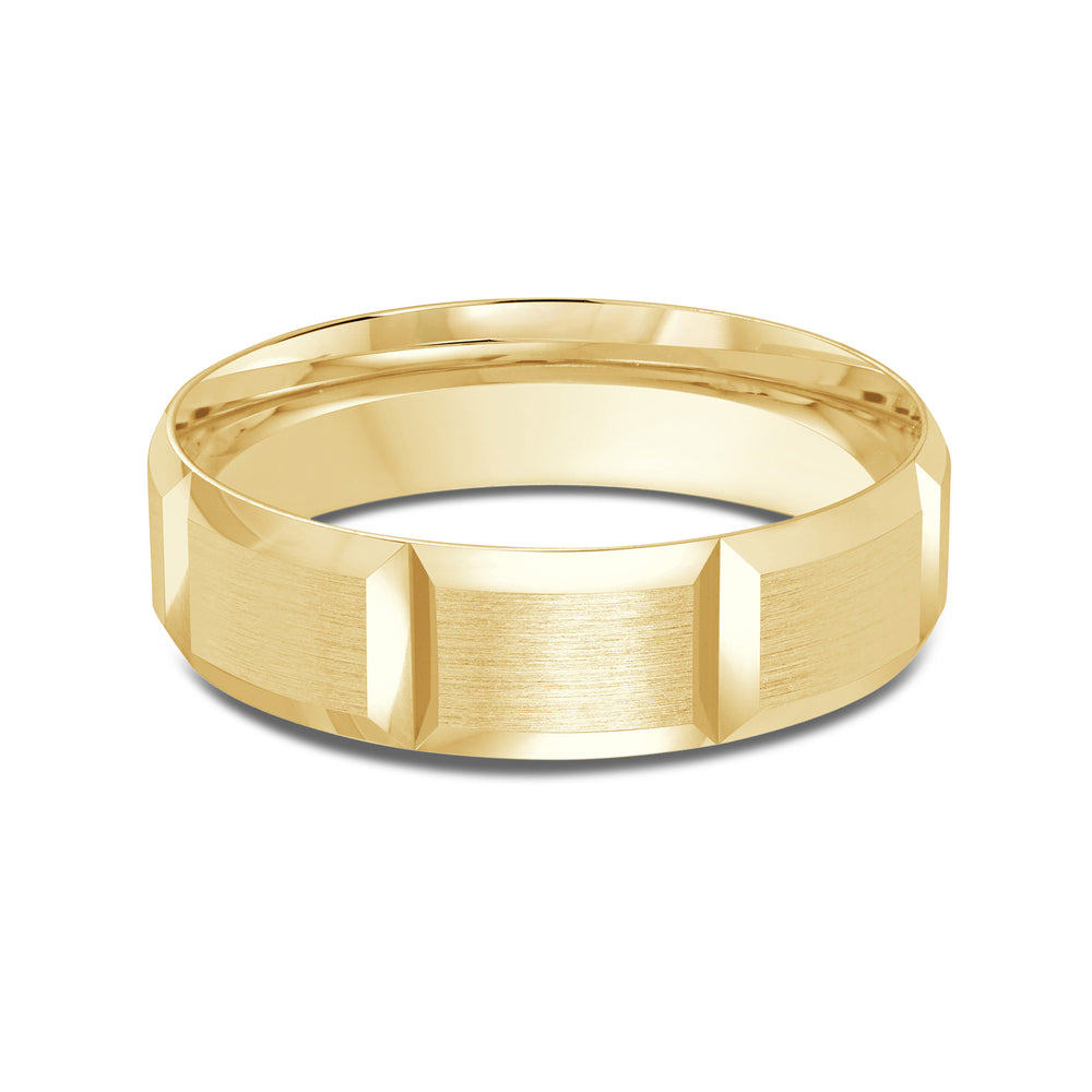 Classic Block Men's Band with 18KT Yellow Gold / 6 Cut Diamond in 14KT Yellow Gold / 6 view 1
