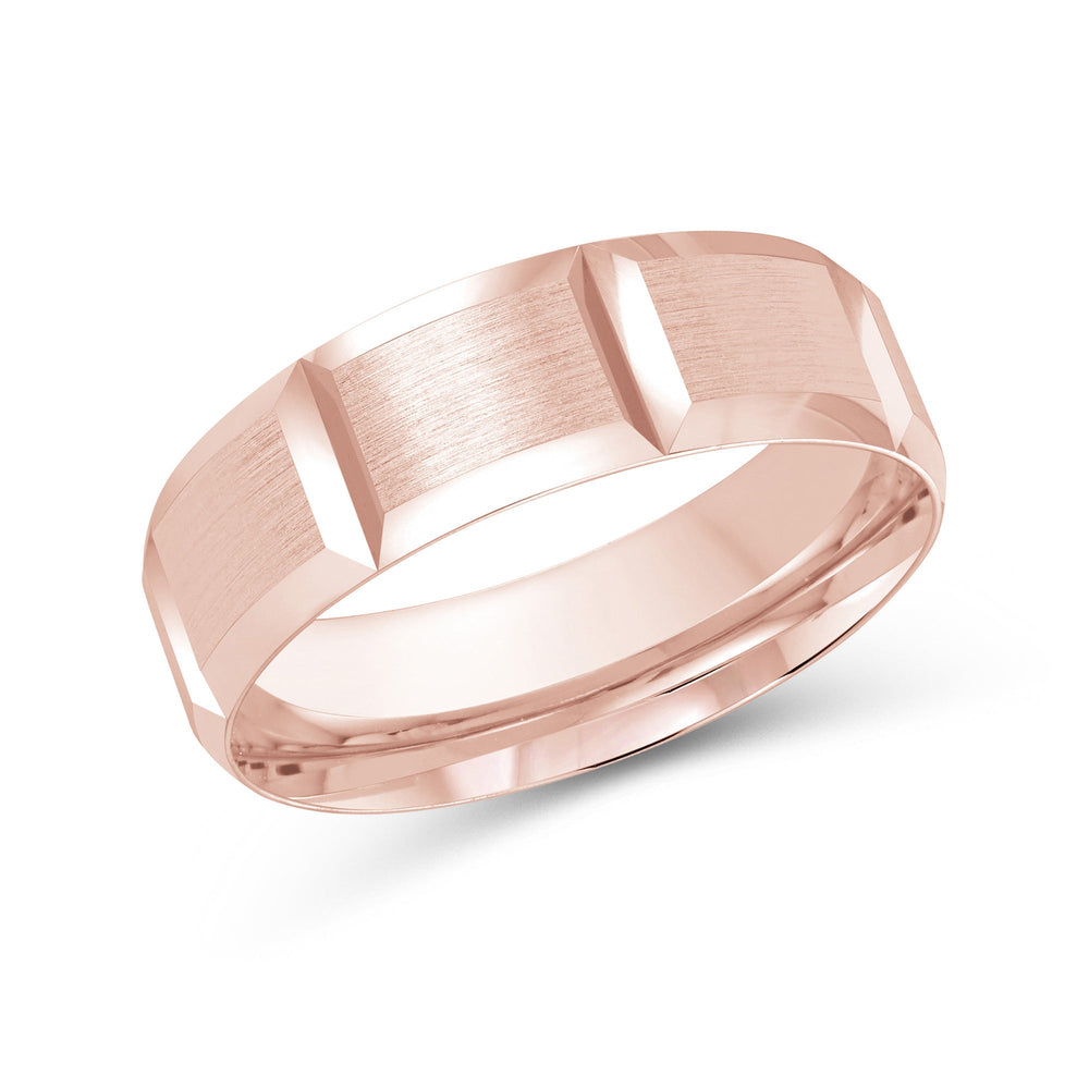 Classic Block Men's Band with 18KT Rose Gold / 7 Cut Diamond in 14KT Rose Gold / 7 view 2
