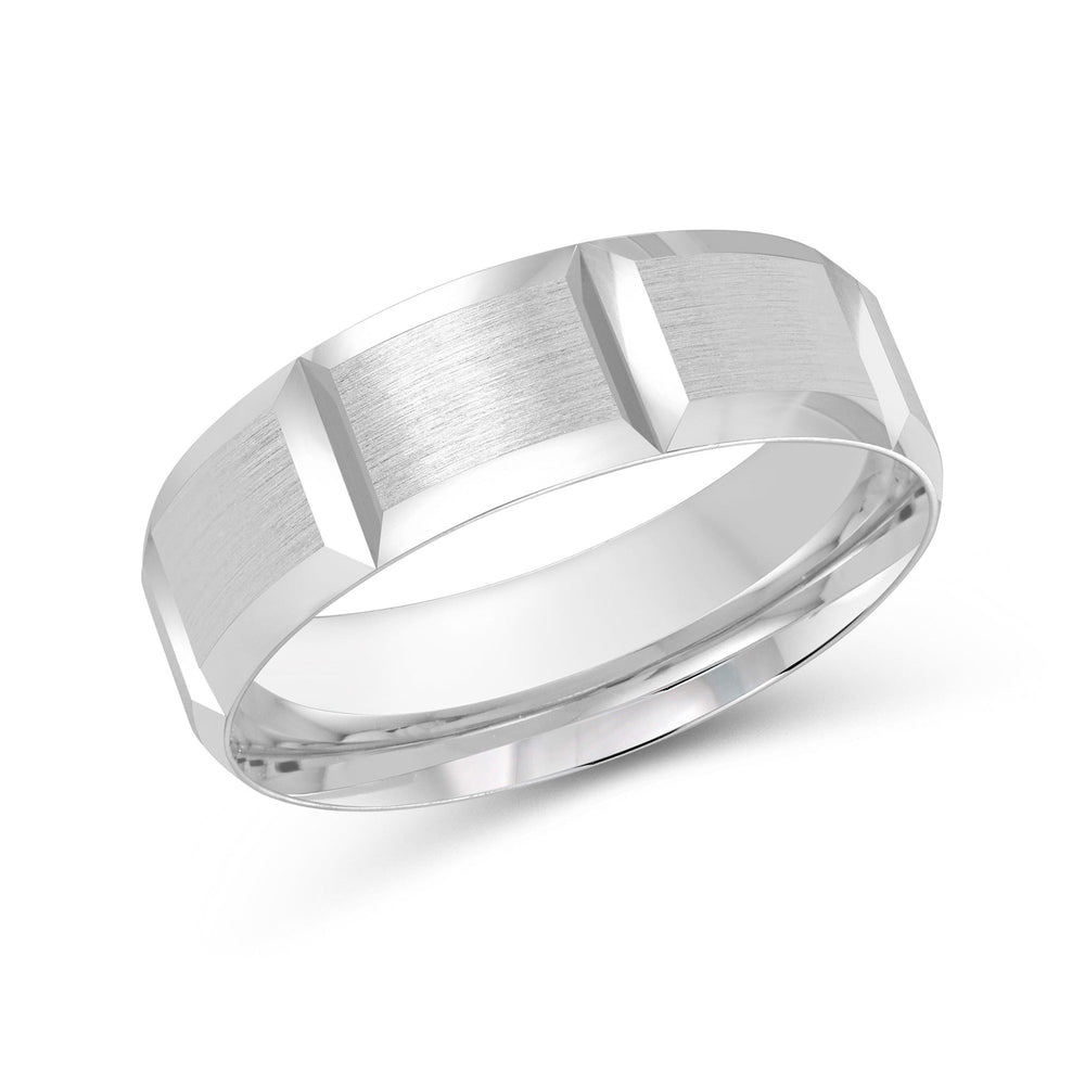 Classic Block Men's Band with Platinum / 7 Cut Diamond in 14KT Platinum / 7 view 2
