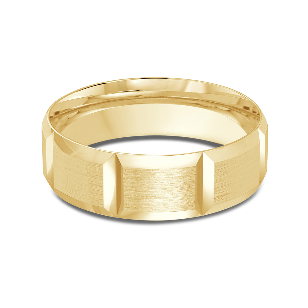 Classic Block Men's Band with 18KT Yellow Gold / 7 Cut Diamond in 14KT Yellow Gold / 7 view 1

