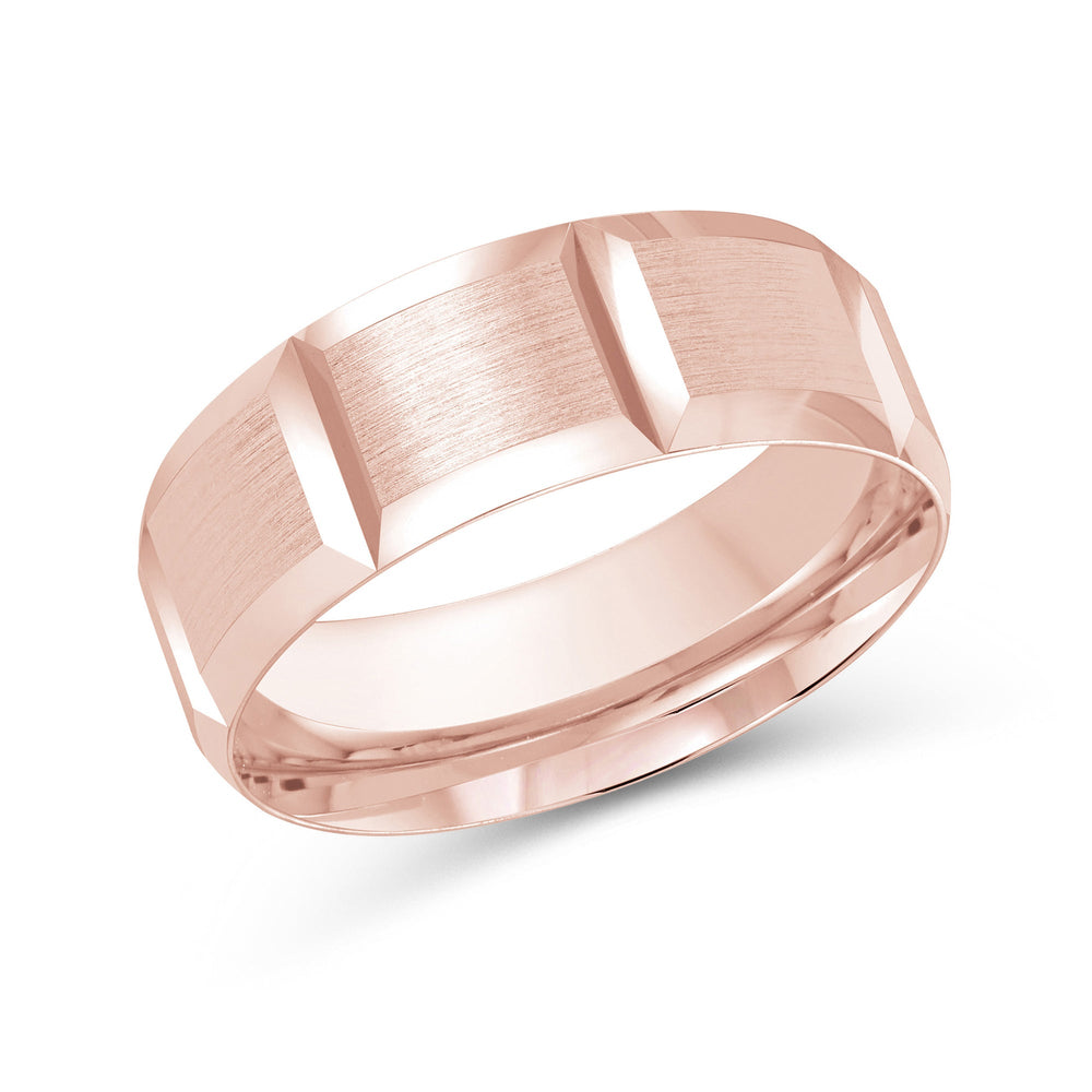 Classic Block Men's Band with 18KT Rose Gold / 8 Cut Diamond in 14KT Rose Gold / 8 view 2

