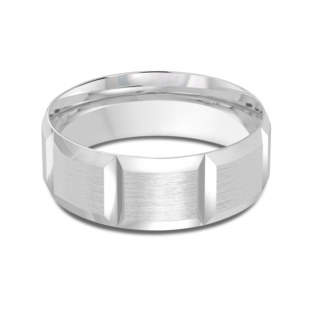 Classic Block Men's Band with Platinum / 8 Cut Diamond in 14KT Platinum / 8 view 1
