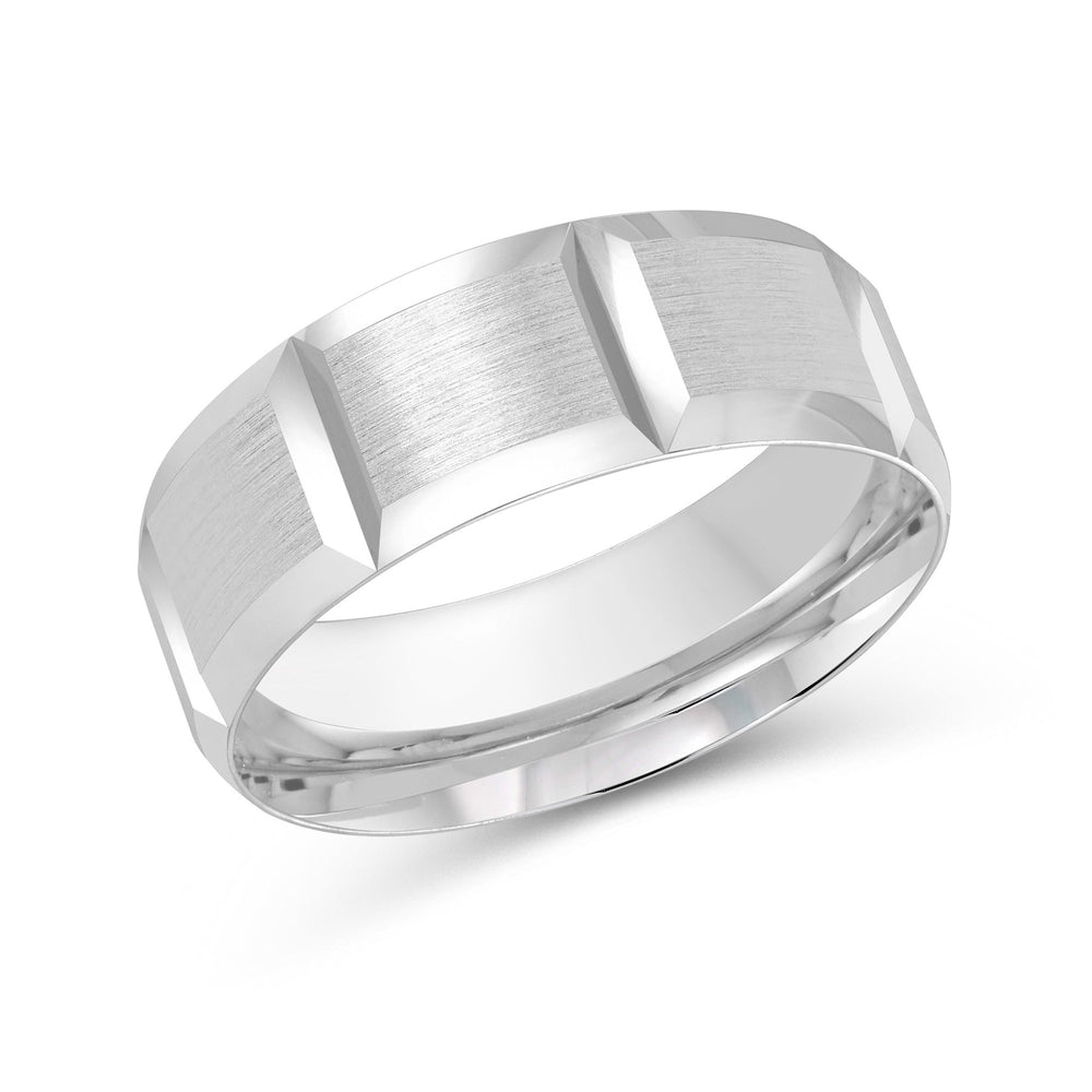 Classic Block Men's Band with Platinum / 8 Cut Diamond in 14KT Platinum / 8 view 2
