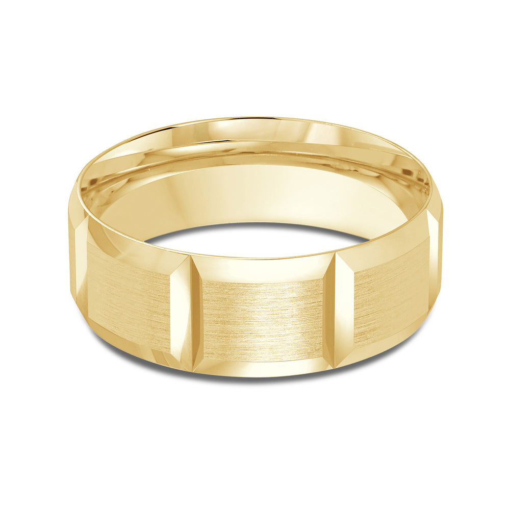 Classic Block Men's Band with 18KT Yellow Gold / 8 Cut Diamond in 14KT Yellow Gold / 8 view 1
