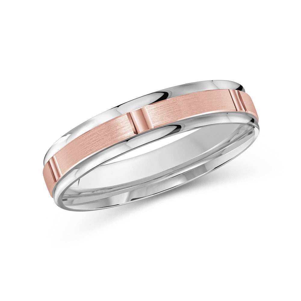 Two Tone Horizon Channel Men's Band with 18KT White & Rose Gold / 4 Cut Diamond in 14KT White & Rose Gold / 4 view 2
