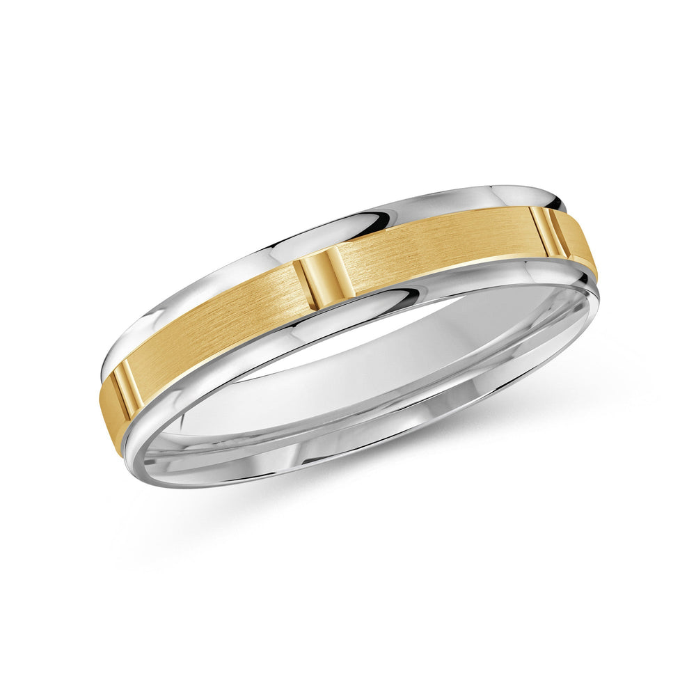 Two Tone Horizon Channel Men's Band with 18KT White & Yellow Gold / 4 Cut Diamond in 14KT White & Yellow Gold / 4 view 2
