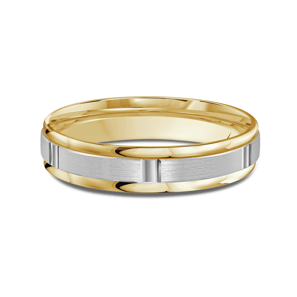 Two Tone Horizon Channel Men's Band with 18KT Yellow & White Gold / 4 Cut Diamond in 14KT Yellow & White Gold / 4 view 1
