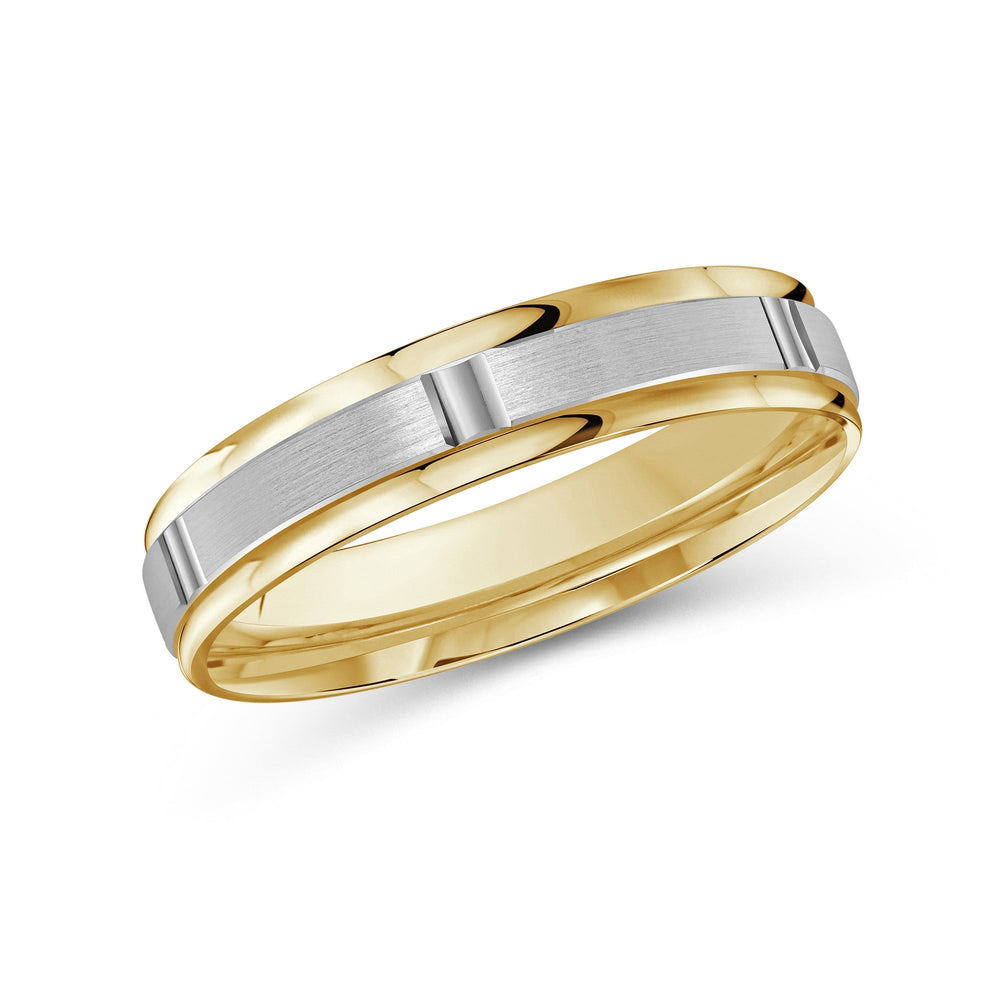 Two Tone Horizon Channel Men's Band with 18KT Yellow & White Gold / 4 Cut Diamond in 14KT Yellow & White Gold / 4 view 2
