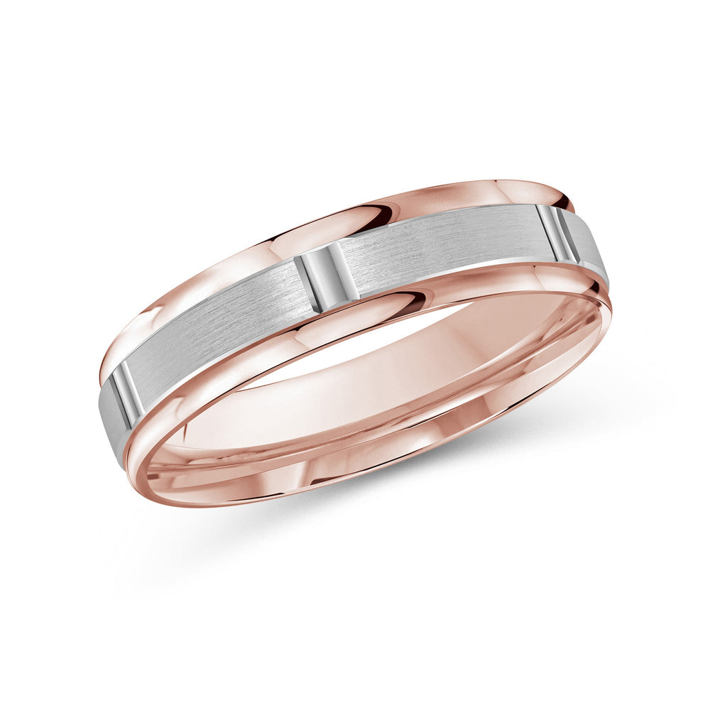 Two Tone Horizon Channel Men's Band with 18KT Rose & White Gold / 5 Cut Diamond in 14KT Rose & White Gold / 5 view 2
