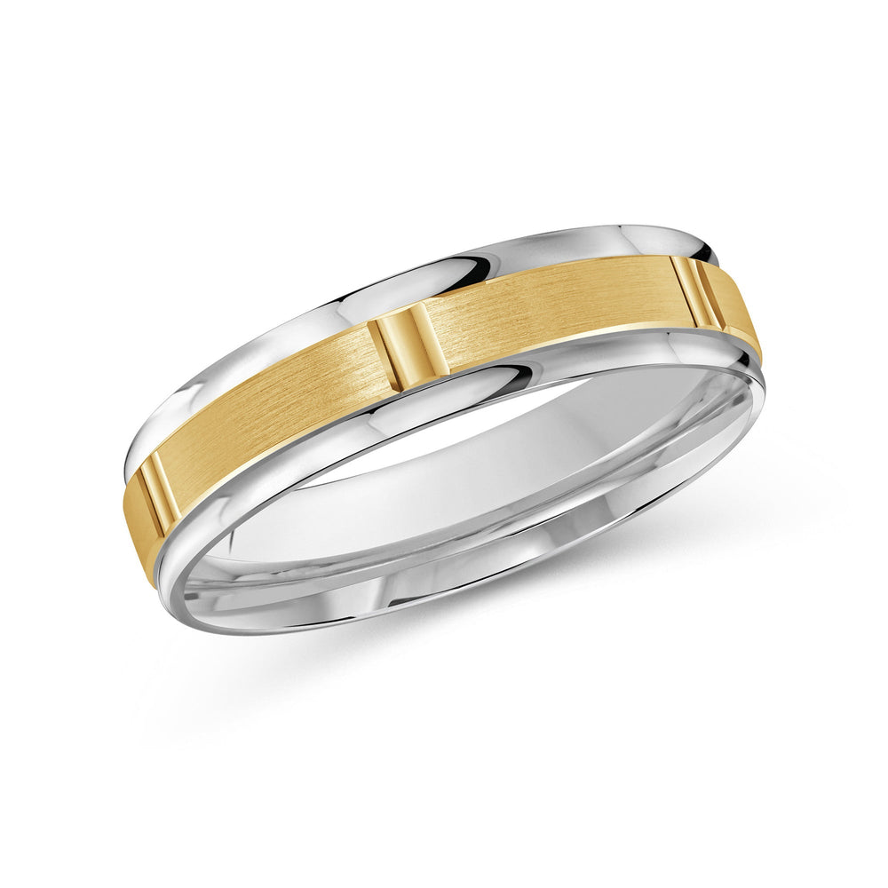 Two Tone Horizon Channel Men's Band with 18KT White & Yellow Gold / 5 Cut Diamond in 14KT White & Yellow Gold / 5 view 2
