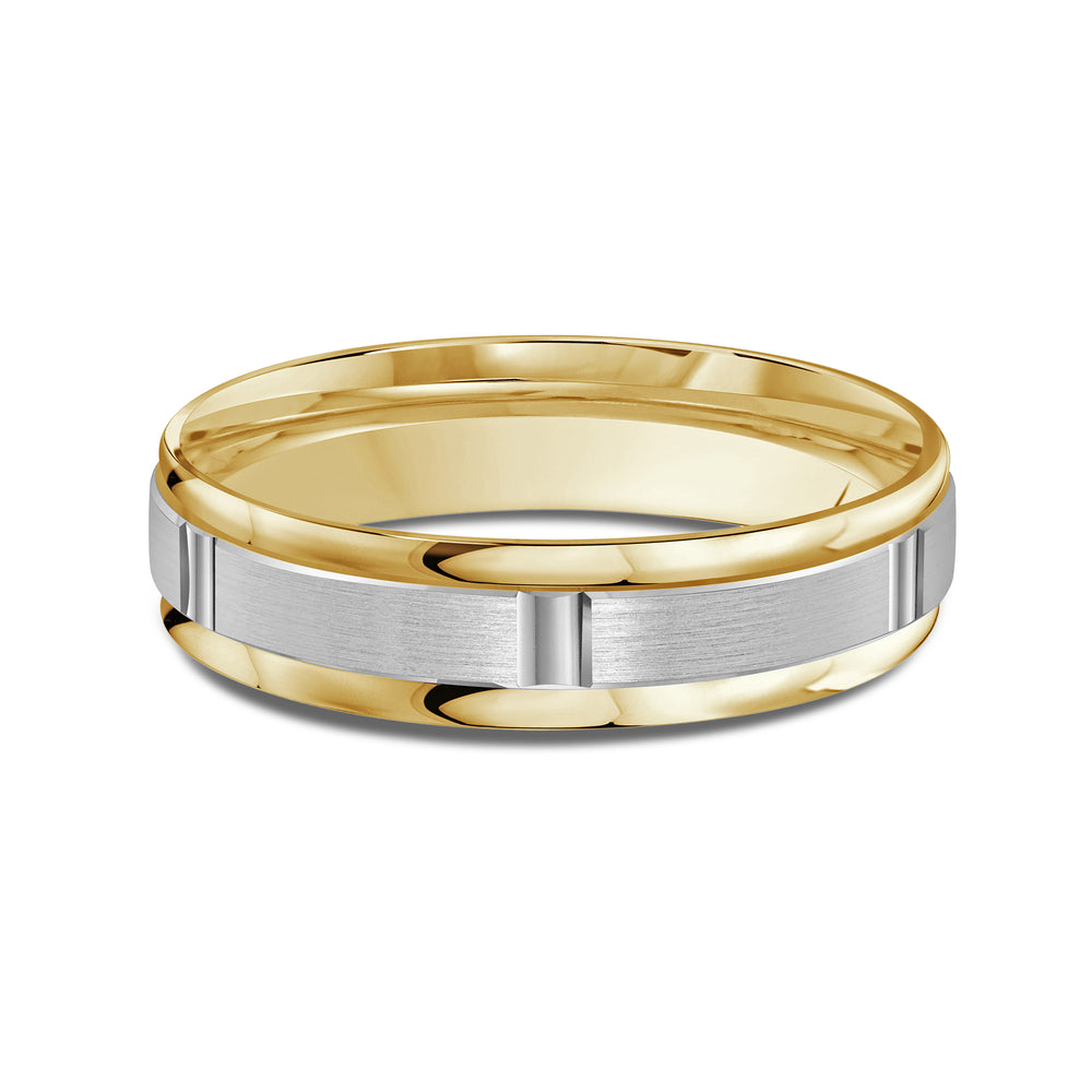 Two Tone Horizon Channel Men's Band with 18KT Yellow & White Gold / 5 Cut Diamond in 14KT Yellow & White Gold / 5 view 1
