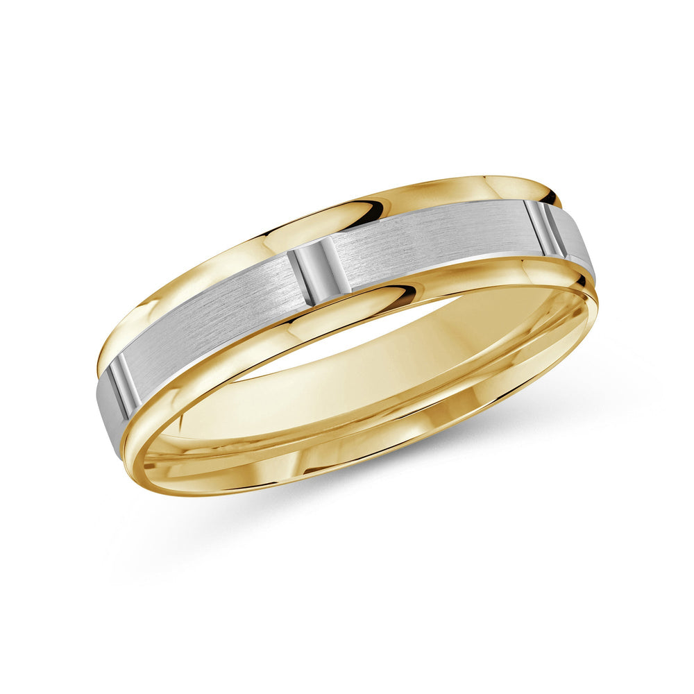 Two Tone Horizon Channel Men's Band with 18KT Yellow & White Gold / 5 Cut Diamond in 14KT Yellow & White Gold / 5 view 2
