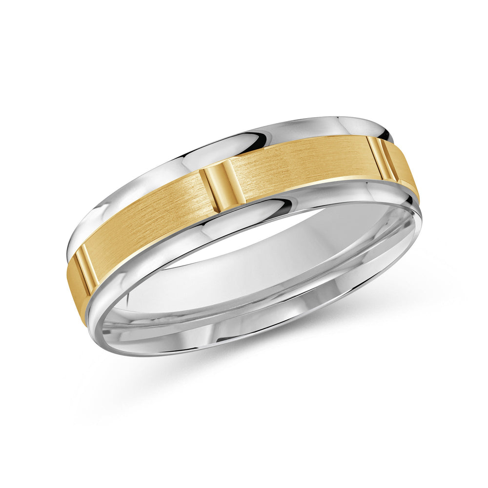 Two Tone Horizon Channel Men's Band with 18KT White & Yellow Gold / 6 Cut Diamond in 14KT White & Yellow Gold / 6 view 2
