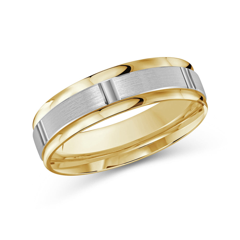 Two Tone Horizon Channel Men's Band with 18KT Yellow & White Gold / 6 Cut Diamond in 14KT Yellow & White Gold / 6 view 2
