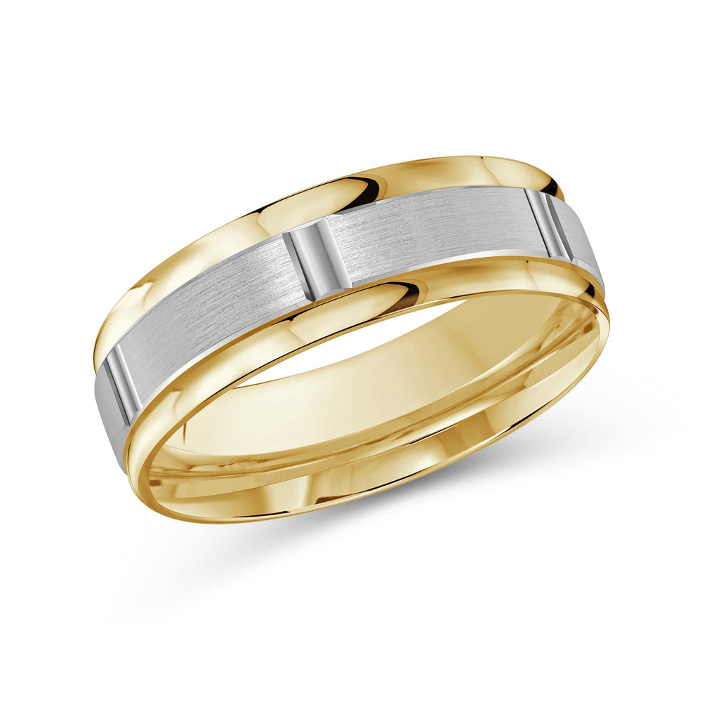 Two Tone Horizon Channel Men's Band with 18KT Yellow & White Gold / 7 Cut Diamond in 14KT Yellow & White Gold / 7 view 2
