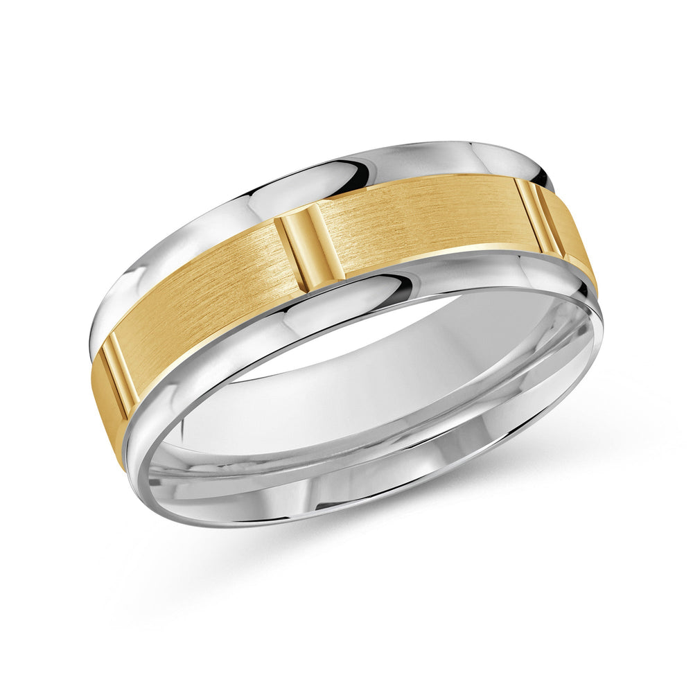 Two Tone Horizon Channel Men's Band with 18KT White & Yellow Gold / 8 Cut Diamond in 14KT White & Yellow Gold / 8 view 2

