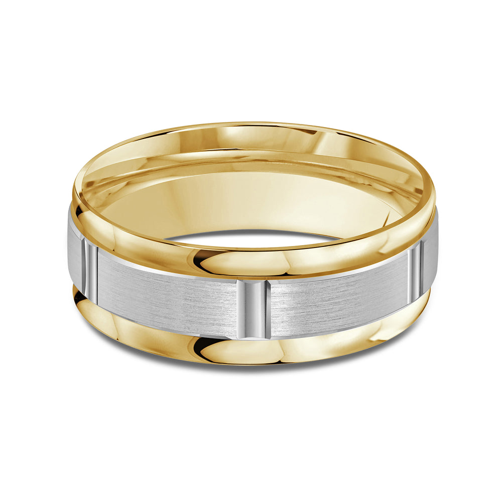 Two Tone Horizon Channel Men's Band with 18KT Yellow & White Gold / 8 Cut Diamond in 14KT Yellow & White Gold / 8 view 1
