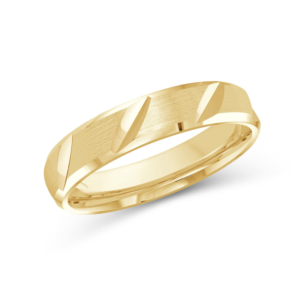 Grooved Diagonal Men's Band with 18KT Yellow Gold / 4 Cut Diamond in 14KT Yellow Gold / 4 view 2
