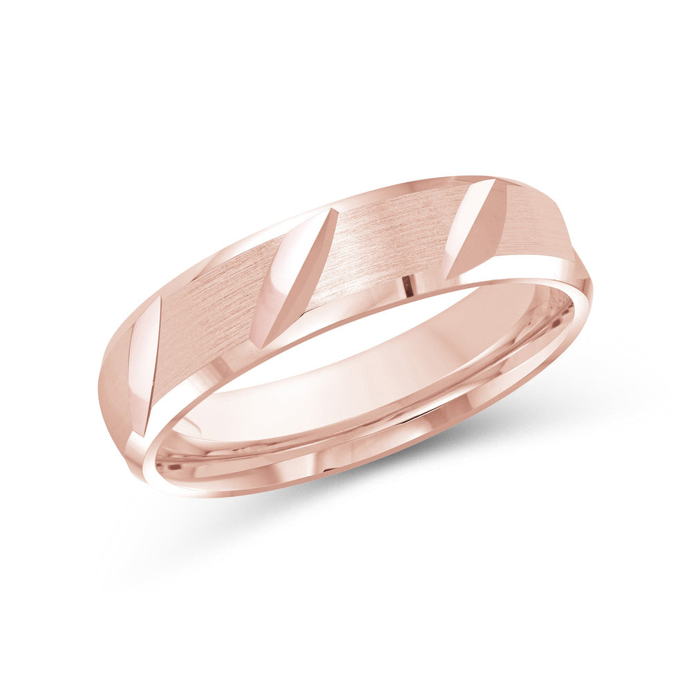 Grooved Diagonal Men's Band with 18KT Rose Gold / 5 Cut Diamond in 14KT Rose Gold / 5 view 2

