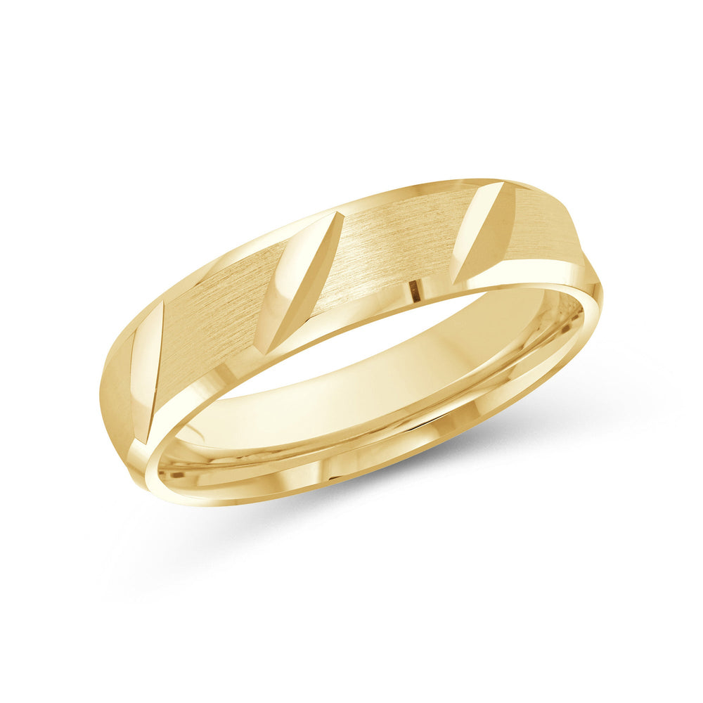 Grooved Diagonal Men's Band with 18KT Yellow Gold / 5 Cut Diamond in 14KT Yellow Gold / 5 view 2
