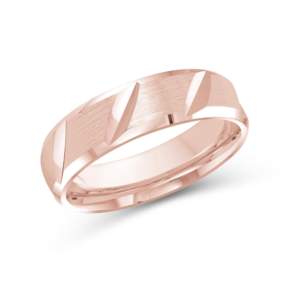 Grooved Diagonal Men's Band with 18KT Rose Gold / 6 Cut Diamond in 14KT Rose Gold / 6 view 2
