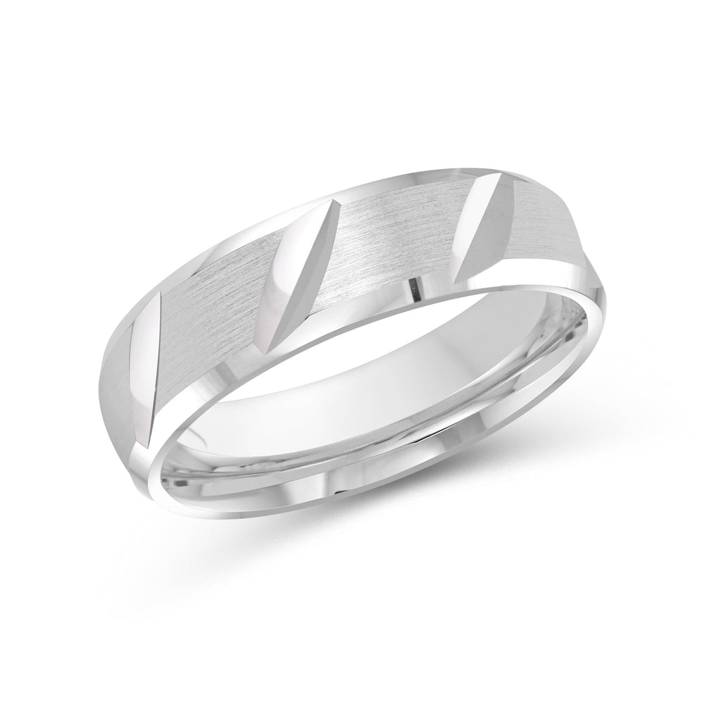 Grooved Diagonal Men's Band with Platinum / 6 Cut Diamond in 14KT Platinum / 6 view 2

