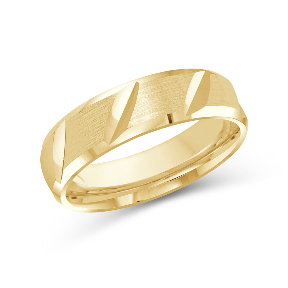 Grooved Diagonal Men's Band with 18KT Yellow Gold / 6 Cut Diamond in 14KT Yellow Gold / 6 view 2

