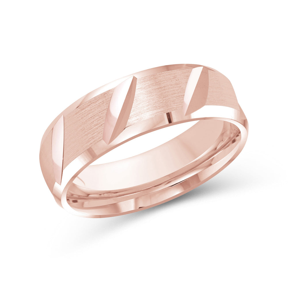 Grooved Diagonal Men's Band with 18KT Rose Gold / 7 Cut Diamond in 14KT Rose Gold / 7 view 2
