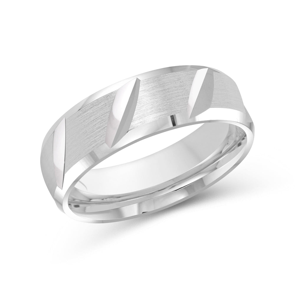 Grooved Diagonal Men's Band with Platinum / 7 Cut Diamond in 14KT Platinum / 7 view 2
