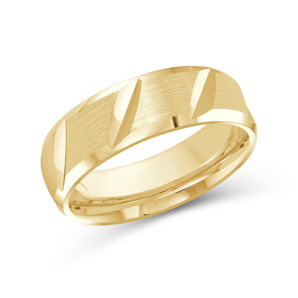 Grooved Diagonal Men's Band with 18KT Yellow Gold / 7 Cut Diamond in 14KT Yellow Gold / 7 view 2
