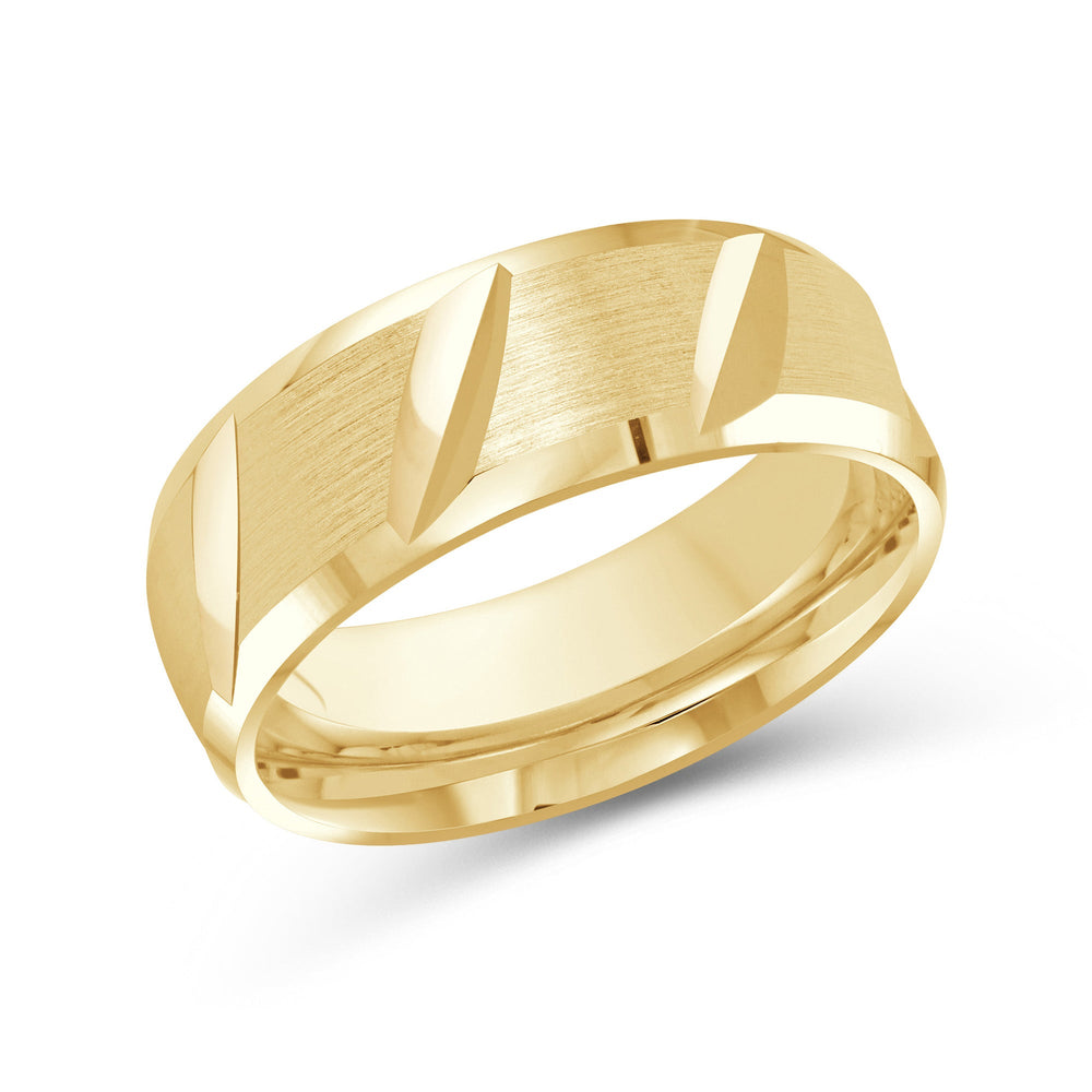 Grooved Diagonal Men's Band with 18KT Yellow Gold / 8 Cut Diamond in 14KT Yellow Gold / 8 view 2
