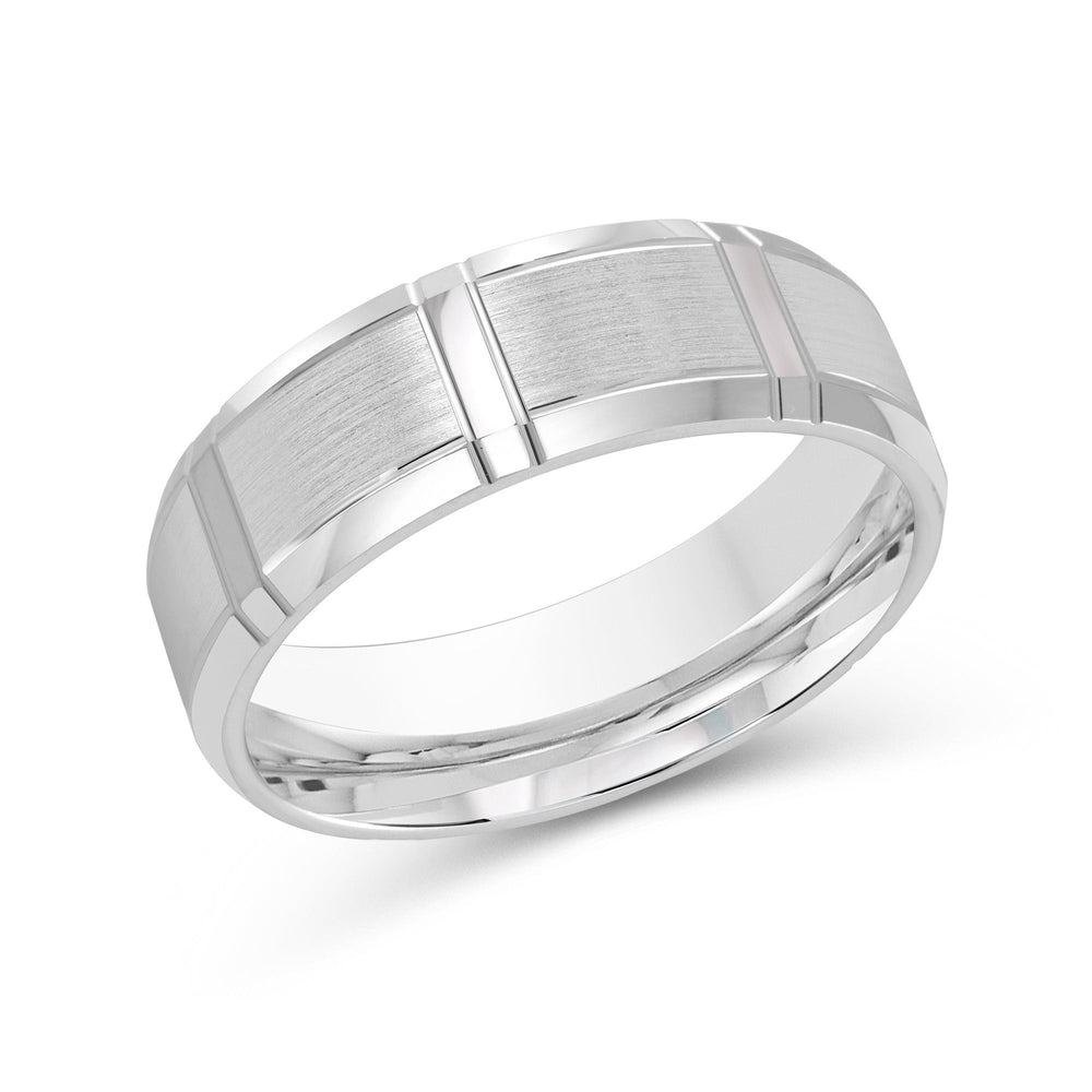 Vertical Stripe Beveled Edge Men's Band with Platinum / 7 Cut Diamond in 14KT Platinum / 7 view 2
