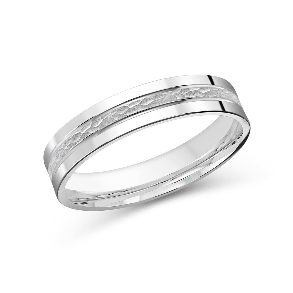 Hammered Horizon Men's Band with Platinum / 4 Cut Diamond in 14KT Platinum / 4 view 2
