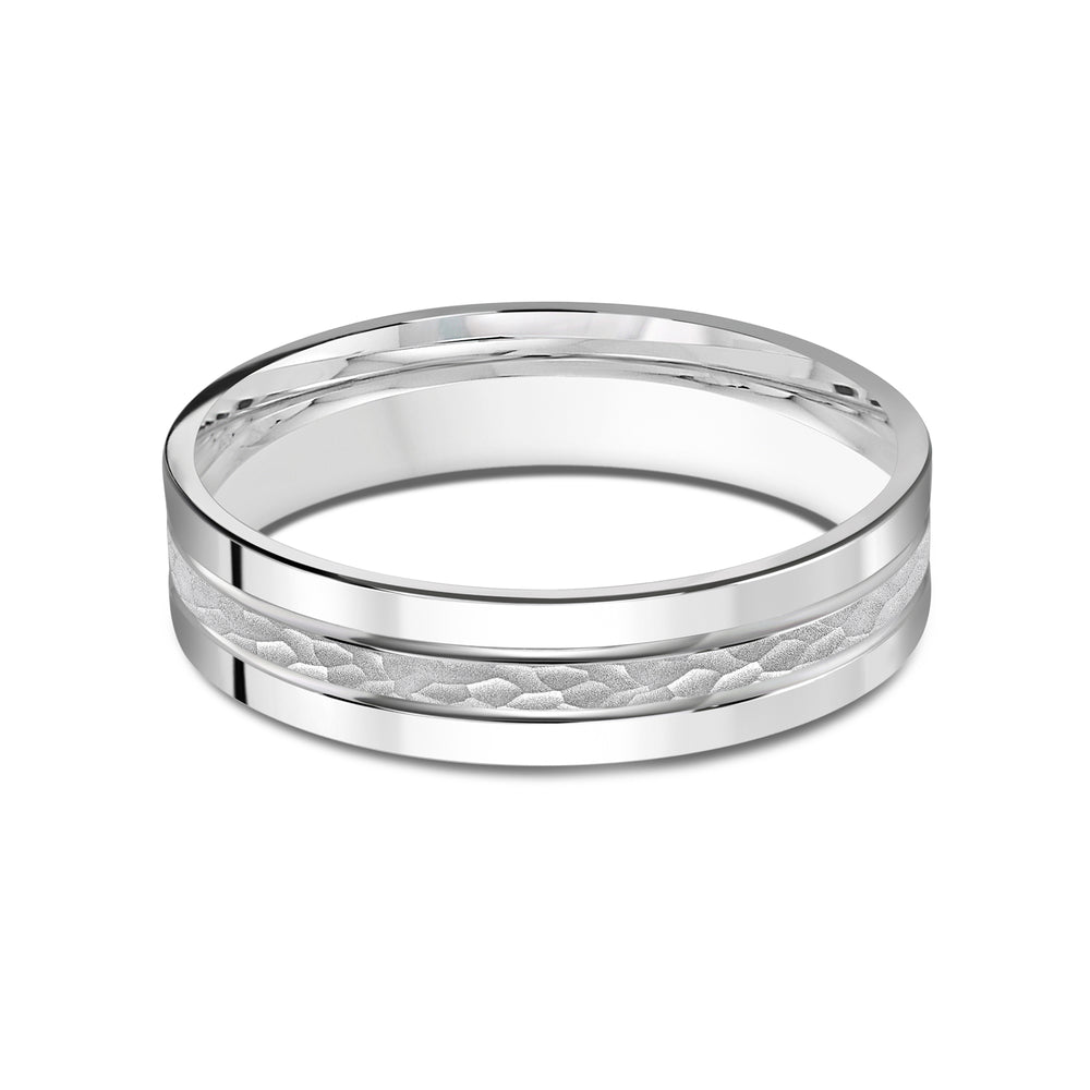Hammered Horizon Men's Band with Platinum / 5 Cut Diamond in 14KT Platinum / 5 view 1

