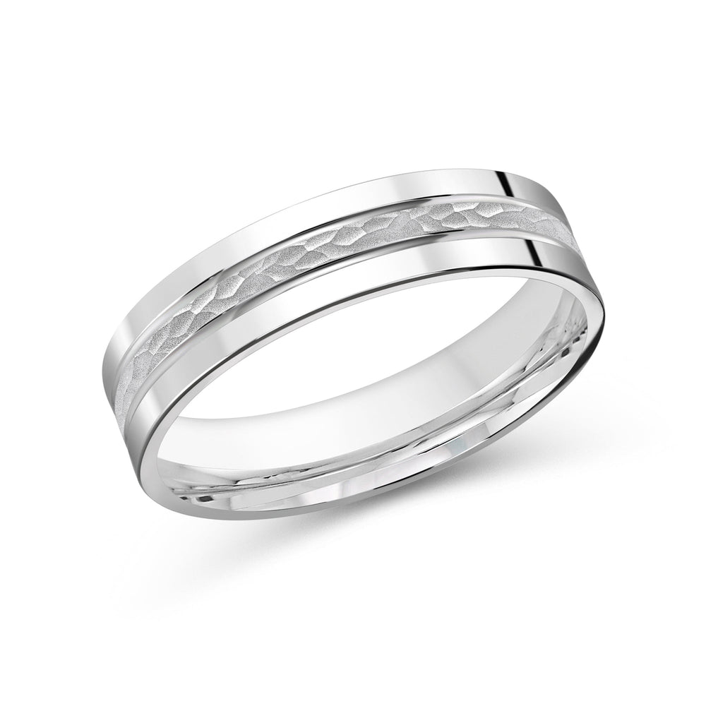 Hammered Horizon Men's Band with Platinum / 5 Cut Diamond in 14KT Platinum / 5 view 2
